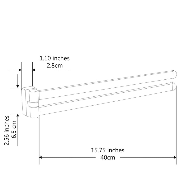 BGL Swivel Towel Bar Brushed Nickel,Two Arms Wall Mount Towel Hanger Holder for Bathroom Organizer