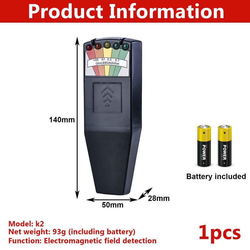 K2 EMF Meter Magnetic Field, Radiation Detector Portable, Handheld EMF Meter, Electromagnetic Paranormal Devices Tester, K2 EMF Meter, Paranormal Equipment Tester, 50 Hz - 20,000 Hz, Black