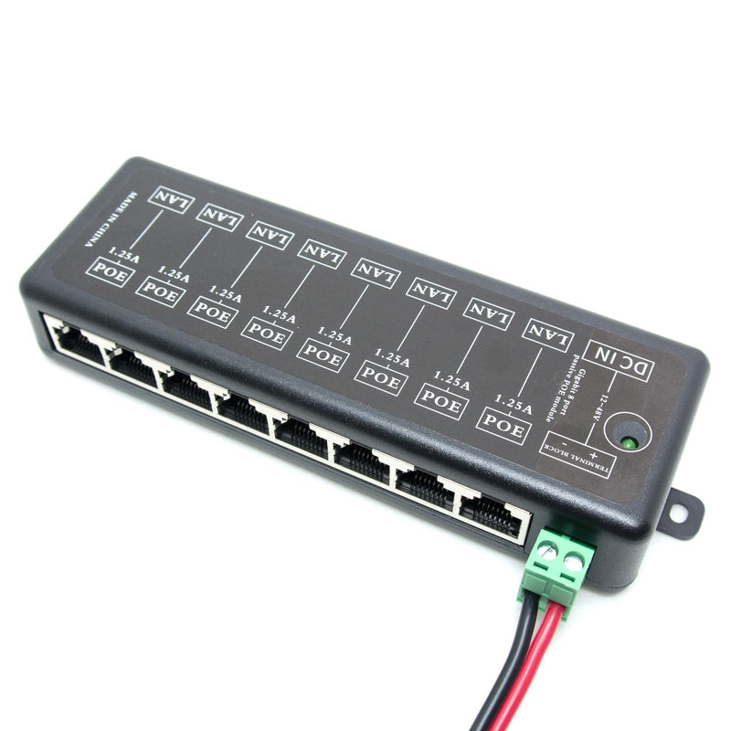 8 Ports Gigabit Passive PoE Injector Midspan Ethernet Adapter Without Power Adapter
