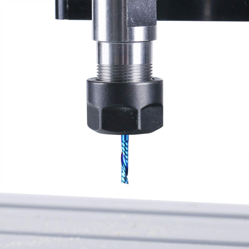 SainSmart Genmitsu 10Pcs Nano Blue Coat Flat Nose End Mill CNC Router Bits, 1/8" Shank Spiral Upcut Single 1 Flute End Mill Set (3.175 x 17 x 38mm) 3.175mm Set (1-Flute Flat Nose)