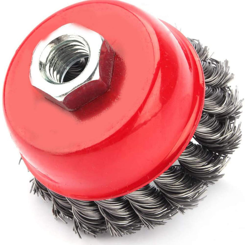 Grinding brush angle grinder, wire brush angle grinder 4 pieces cup brush M14 3in angle grinder wire brush for angle grinder cup brush braided wire Ø 75 mm, wire thickness 0.5 mm