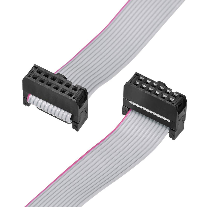 uxcell IDC Wire Flat Ribbon Cable FC/FC Connector A-type 12 Pins 2.54mm Pitch 1m Length Gray