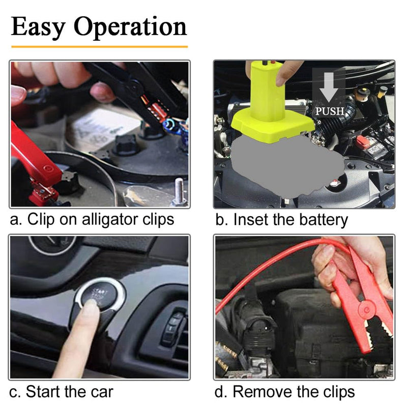 Jumper Cables Adapter Compatible with Ryobi 18V Battery, 8AWG 3.3FT Portable Battery Jump Starter Automotive Booster Cables Power for Car Jump Starting Using Tool