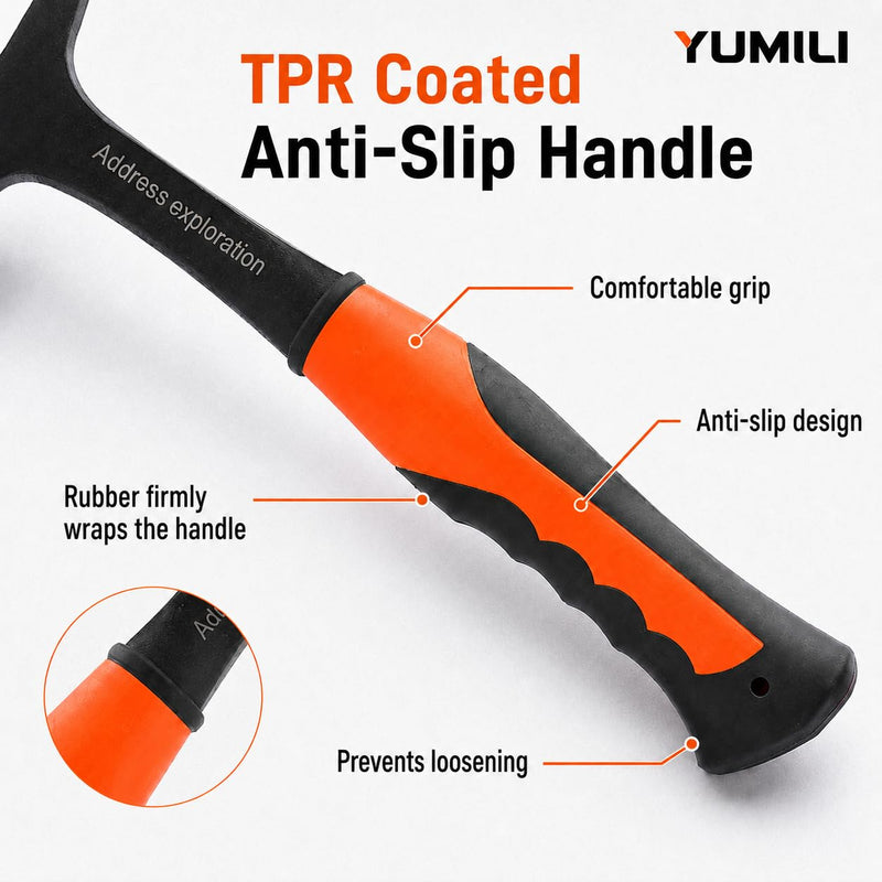 Geological Chisel Hammer 850g, Professional Geological Hammer Flat Head Rock Pickaxe Outdoor Geology Mineral Exploration Tool Length 285 mm