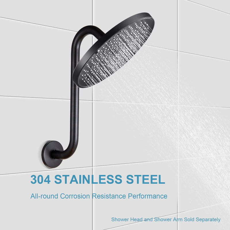 OFFO Shower Head Extension Arm 12 in, Oil Rubbed Bronze S Shaped Shower Arm with Flange High Rise Goose Neck Shower Extension