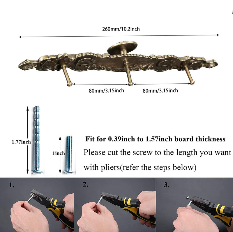 5PCS Knobs Handles with Plate, 10.2" Antique Bronze Cabinet Pulls, Vintage Knobs for Drawer Furniture Door Bedroom Kitchen Cupboard with 15 Screws 5 Pieces 5#