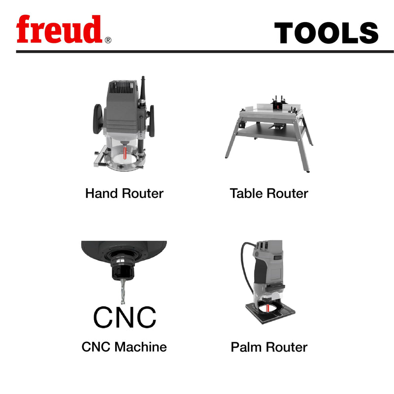 Freud 18-108: 1/4" Radius Round Nose Bit | With Premier Solid Carbide for Fluted Millwork, Signs and Decorative Veining - 18-108