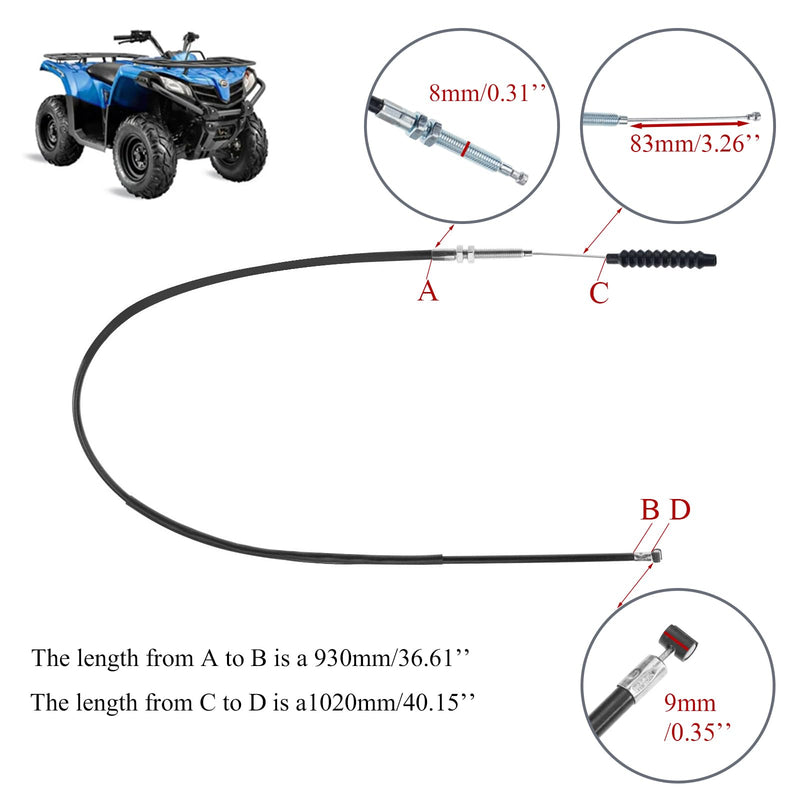 40.16" Clutch Cable with Adjuster Replacement for 125cc 150cc 200cc 250cc ATV 4 Wheeler Quad Dirt Pit Bike Dune Buggy Go Kart Taotao Baja SSR Off Road Motorbike Motocross Black 1020mm/40.16"