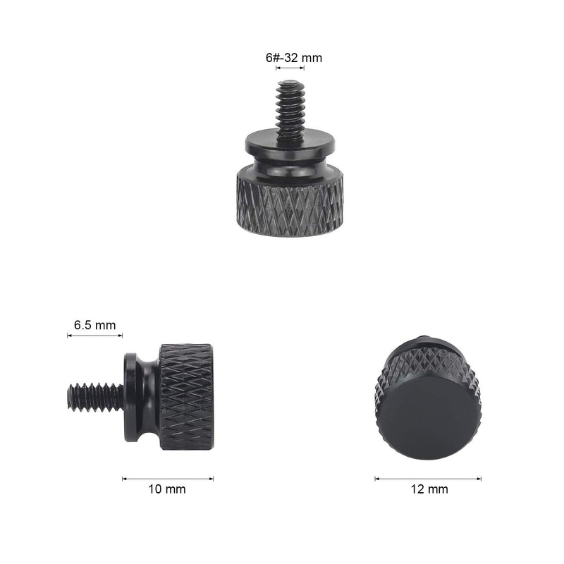 6#-32 Anodized Aluminum Thumbscrews, Computer Case Thumbscrews, Thumb Screws, Black, 10 PCS