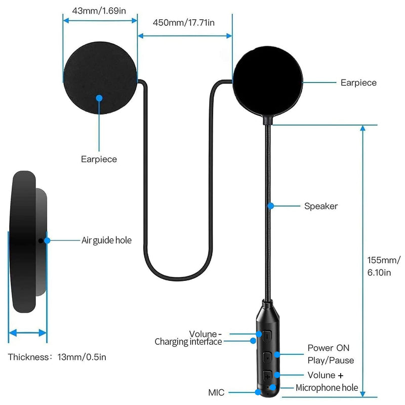 Motorcycle Helmet Bluetooth Headset with HiFi Stereo Sound,Large Battery,Bluetooth Helmet Speakers with Calls Answer Automatically,Voice Assistant,IPX7 Waterproof,Easy to Install