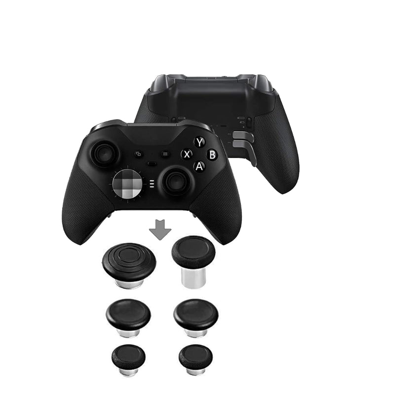6 in 1 Replacement Thumbsticks for Xbox Elite 2 Controller, Swap Joystick Accessory for Xbox Controller Elite Series 2,Xbox Elite Series 2 Core(Black)