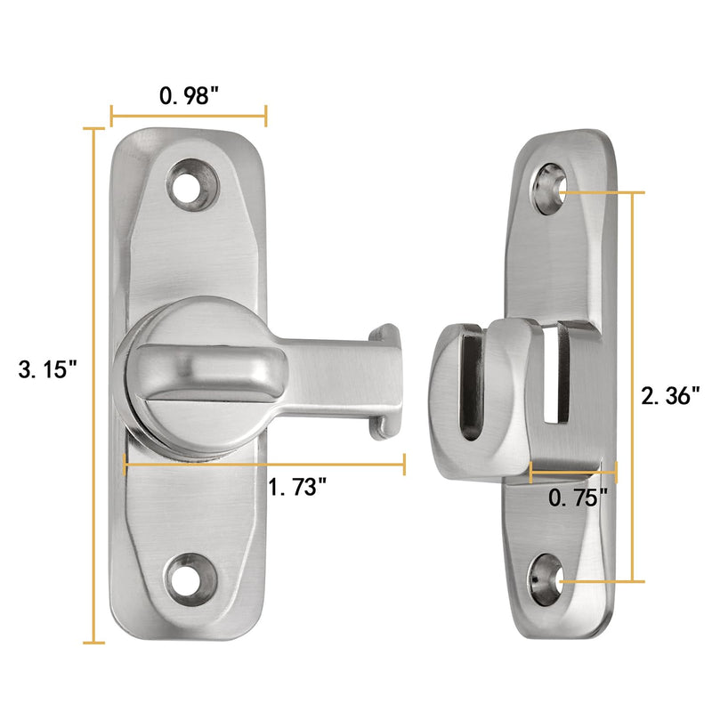 INIRET 6 Packs Barn Door Latches,Silver 90/180 Degree Gate Lock,Zinc Alloy Right Angle Door Lock Latch,Flip Gate Latches Hardware,Door Security Sliding Door Latch Lock fo Cabinets,Bathroom,Barn Door Silver