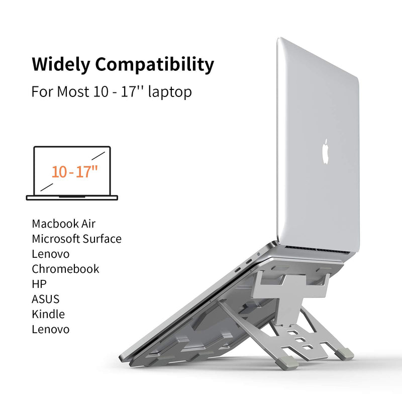 Laptop Stand for Desk - Adjustable Aluminum Drawing Tablet Stand Riser Portable Notebook Holder Stand Compatible with MacBook Air Pro,Wacom,Chromebook,iPad Pro,HP,Dell,Lenovo 10-17" Laptops(Silver)