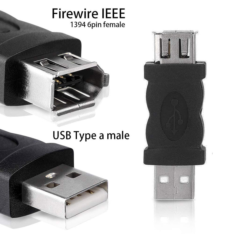 Blacell USB 2.0 A Male to Firewire IEEE 1394 6P Female Adaptor Converter Connector F/M