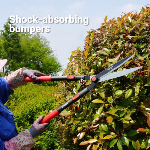 AGRICUT Telescopic Hedge Shears – Heavy Duty Garden Shears with Patented Wavy Blade, High Carbon Steel, Extendable Aluminium Handles 700-930mm – For Precision Trimming of Tall Hedges Wavy Blade (Telescopic)