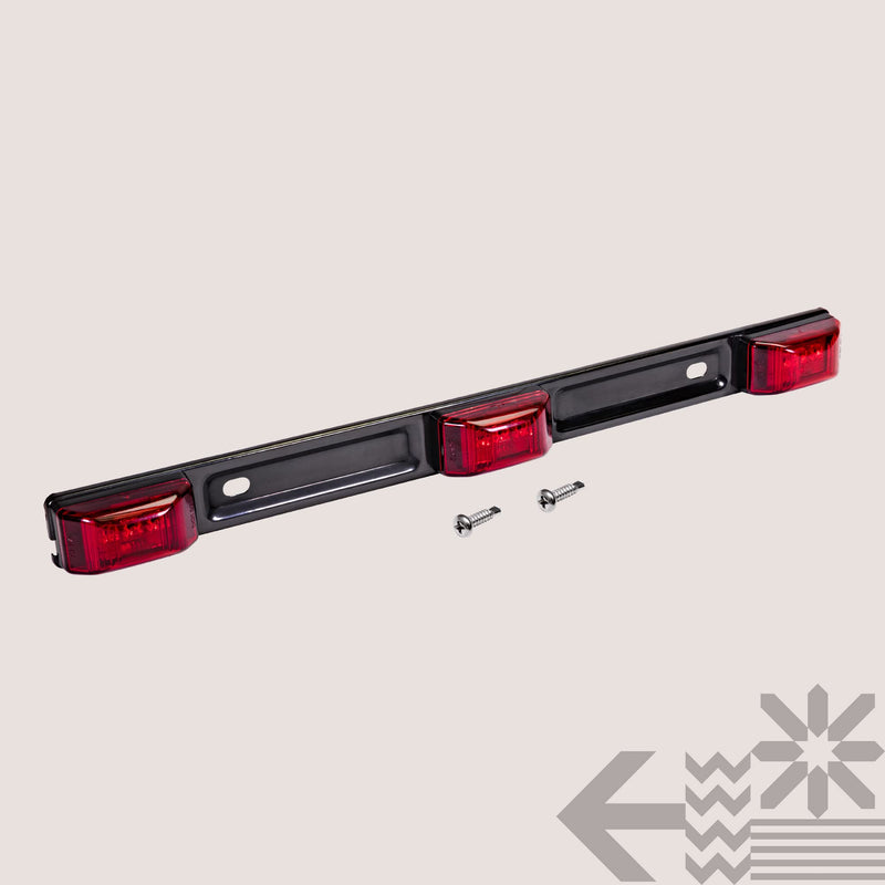 TRUE MODS 15" Inch 9 LED 3 Red Trailer Light Bar [DOT FMVSS 108] [SAE P2] [IP67 Submersible] 12V Identification Running Marker ID Center Rear Tail Lightbar Strip for 80" Enclosed Marine Boat Trailers Stainless Steel