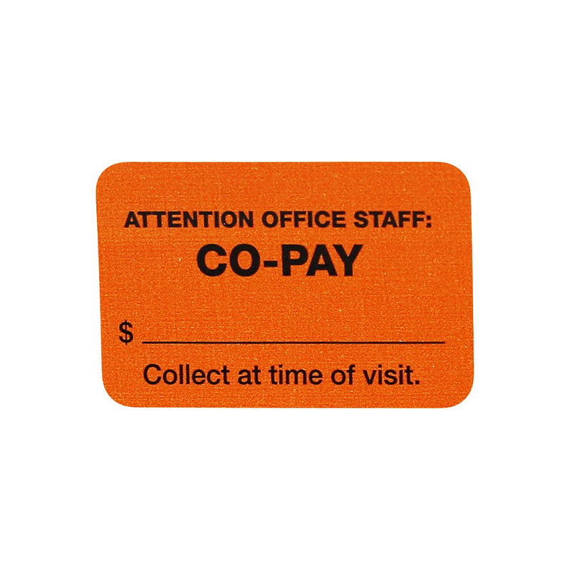 Co-Pay Medical Healthcare Labels, 1 x 1.5 Inch Rectangle, 500 Total Labels