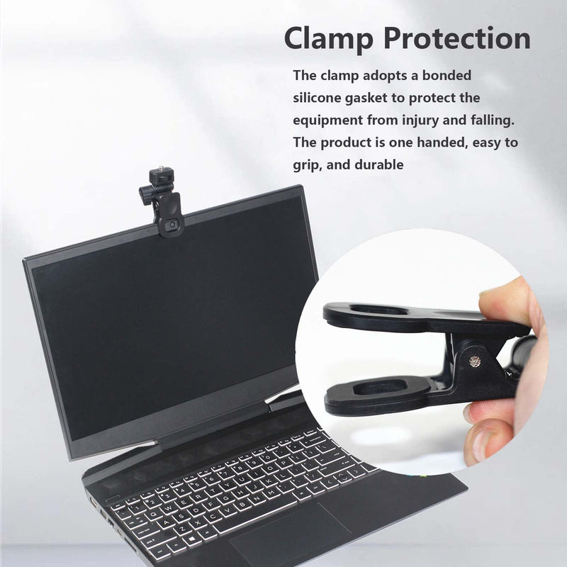 2 Pack Fill Light Clip，Ring Light Clip Adpater Replacement，Selfie Light Clip Mount Holder with 1/4 Screw Universal Connector for Phone Tripod Tablet Laptop Video Live Stream(Black)