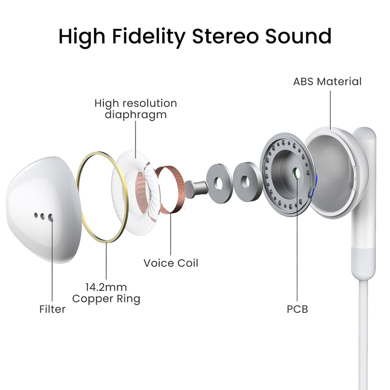 USB C Headphones for iPhone 16 15 Pro Max Plus iPad Pro USB C Earphones with Microphone Volume Control USB C Wired Earbuds USB Type C Earphone for Google Pixel 8 7 6A 5 Samsung S24 S23 S22 S21 S20 A55 White