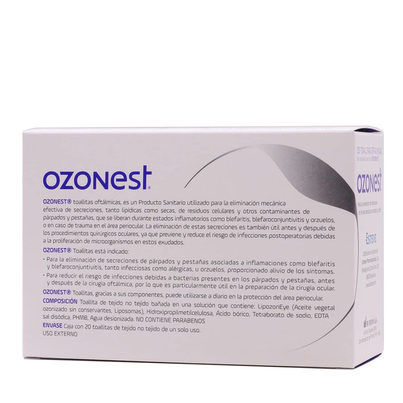 ESTEVE PHARMACEUTICALS SA Ozonest Ophthalate Cleaning Wipes, Removes Sections and Results | Prevents Infection | Pack of 20, White