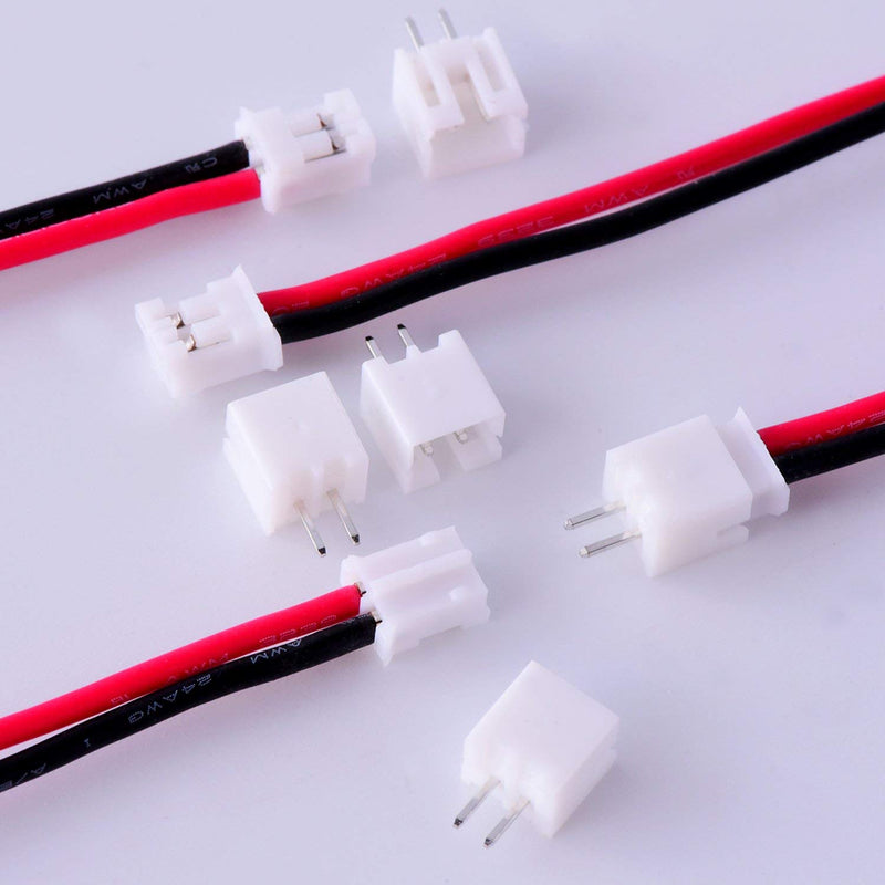 GTIWUNG 20 Pairs JST Connectors, JST 2.0mm 2 Pin Plug with 80mm Cable Wire, JST 2.0 PH 2 Pin Connector Plug, 2-Pin Connector Plug Male & Female