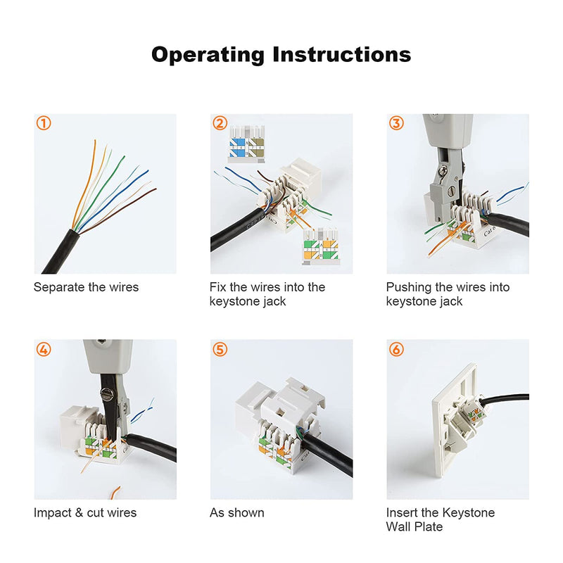 CableCreation Cat6 Keystone Jack RJ45 Keystone Jack, 60-Pack Keystone Cat6 Modular Female Connectors, White