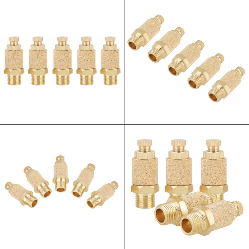 5pcs/set 1/8 BSP Valve Thread Adjustable Brass Pneumatic Silencer Thread Flat Head Pneumatic Air Flow Speed Controller