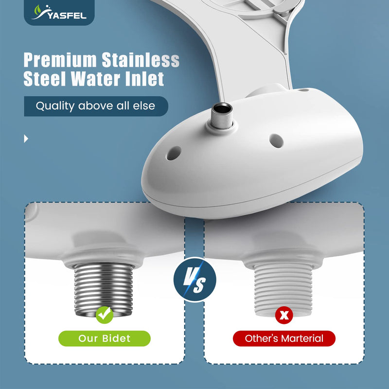 YASFEL Bidet Attachment for Toilet, Self-Cleaning Bidet Sprayer Non-Electric Dual Nozzle for Feminine/Posterior Wash Bidet Toilet Attachment with Pressure Controls (White) White