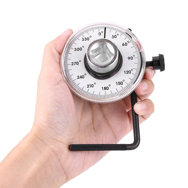 Keenso Car Rotary Protractor, 2 Pieces 1/2 Inch 360 Degree Angle Torque Angle Gauge with Adjustable Arm for 1/2 Inch Dr. Tools Ratchet/Torsion Wrench/Power Bar