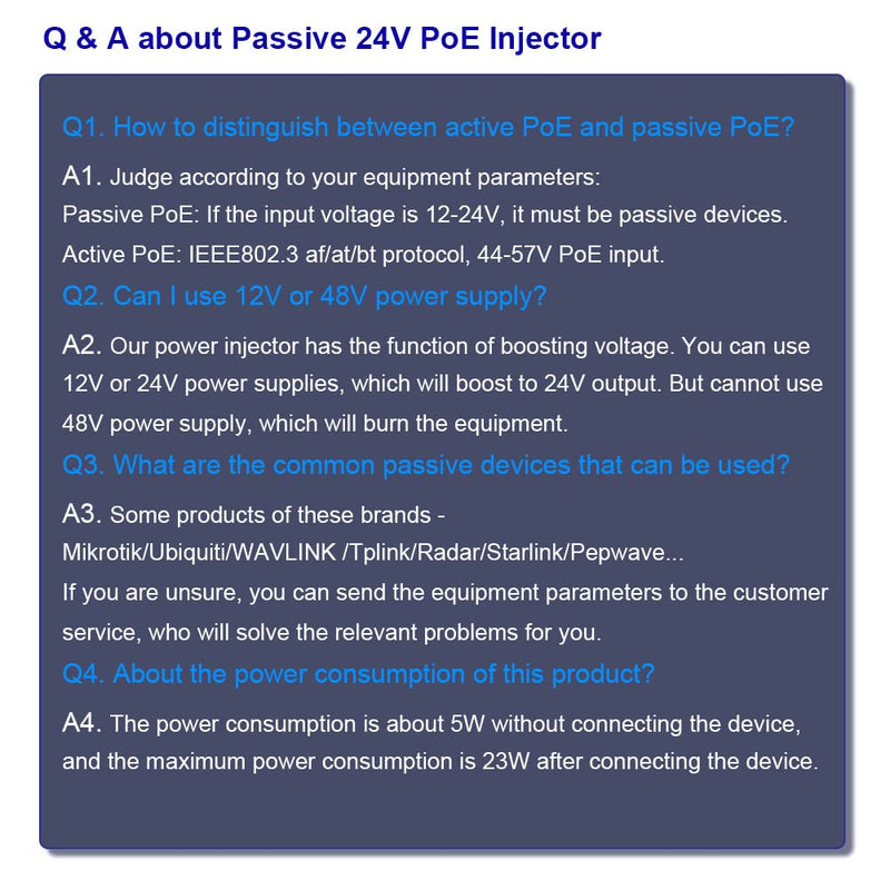 Industrial Gigabit Passive 24V PoE Injector Hardened PoE Adapter with 12-24V DC Input 24V PoE Output DIN- Rail /Wall Mount Industrial Passive 24V PoE Injector