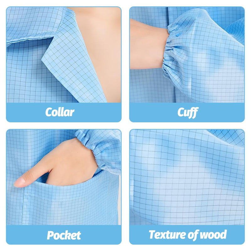 Pack of 1 Washable Gown Protective Gown, Antistatic Clothing, Liquid-Proof, Reusable, Ideal for Medicine, Laboratory, Food Industry, Painting, Blue, M