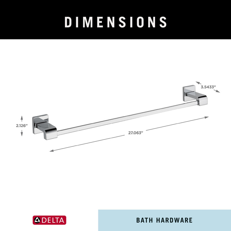Delta Towel Rack | 24 Inch Polished Chrome Towel Bar for Bathroom, Kitchen | Ara Accessories