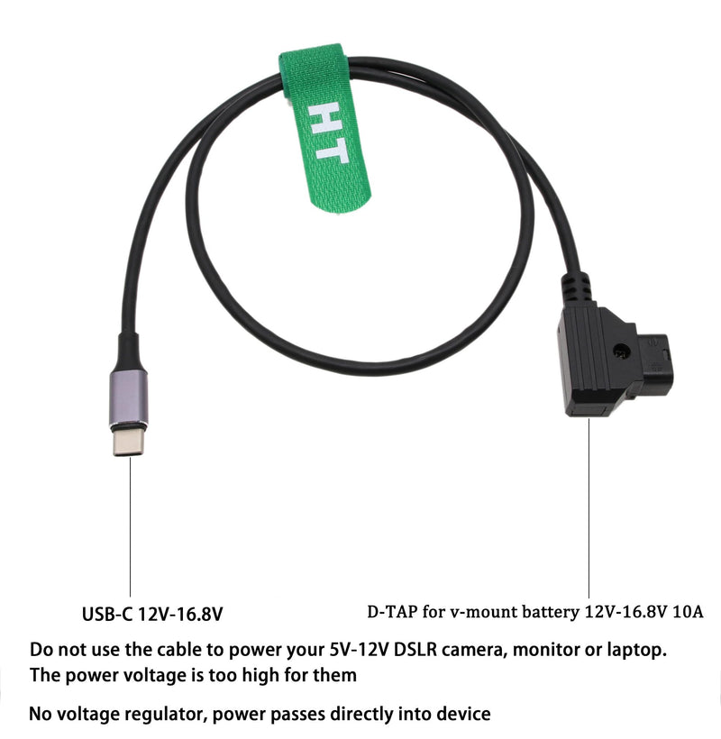 Power Cable D-tap to USB Type C 14.8V 24" for Camera SDI/HDMI Converter Tilta Nucleus Nano II Wireless Focus Motor V-Mount Battery D-tap to USB C