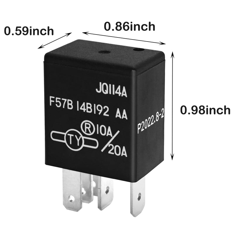 Relay F57B14B192AA (Set of 2), 10A/20A 12VDC 5Pins Automotive Relay F57B 14B192 AA - OEM Replacement, Compatible for Select Ford,Toyota,Cadillac Vehicles