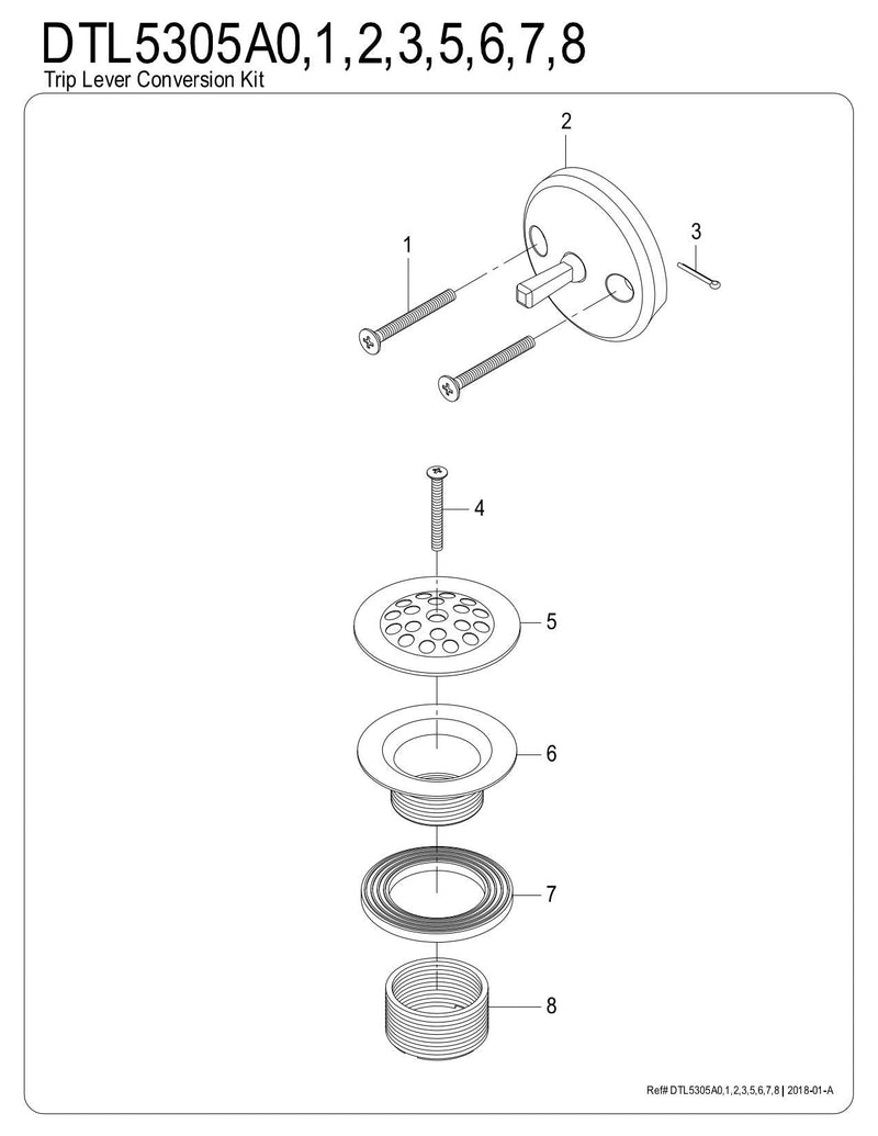 Kingston Brass DTL5305A7 Grid Tub Drain Kit, Brushed Brass