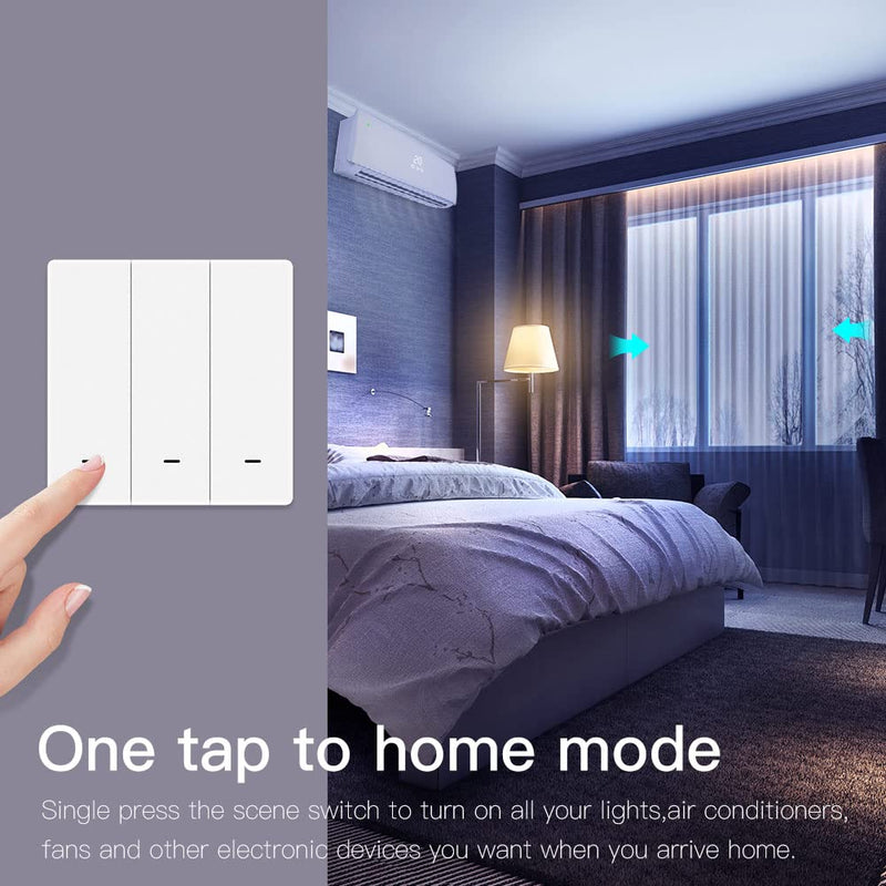 MOES Tuya ZigBee Wireless 3 Scene Switch Mechanical Push Button Controller Battery Powered Transmitter Switch via Smart Life App Smart Home Automation Scenario for Smart Devices 1 Gang