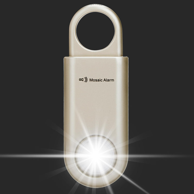 130dB Personal Safety Alarm Strobe Light. Loud Sound Keychain Siren with Carabiner for Women, School Children, Night Runners, Hiking. Bear Alarm Deterrent. SOS Emergency Self Defense Alerts. Glod Gold
