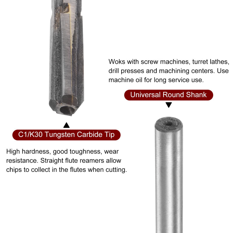 sourcing map Carbide Reamer 5 mm, 4 Flutes, H8/H7 Accuracy, Sandblasting Coating Machine Reamer for Metal Wood Hole Reamer, Straight Groove High Speed Steel Tool 5mm