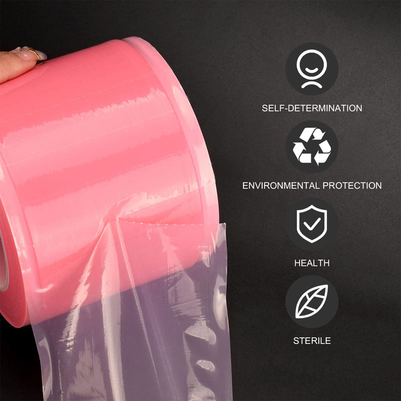 Dental Protective Film 1200 Sheets, PE Disposable Protective Film, Plastic Tattoo Protective Film for Dental Materials Barrier Film Sticky (Pink) Pink
