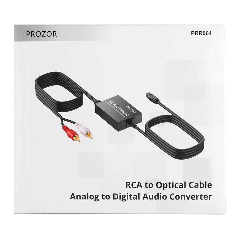 PROZOR Analog to Digital Audio Converter, RCA to Optical Audio Converter, with Built-in RCA to Optical Cable, Analogue Signals into Digital Audio, for Turntable/CD/DVD to Soundbar (Not Reversible)