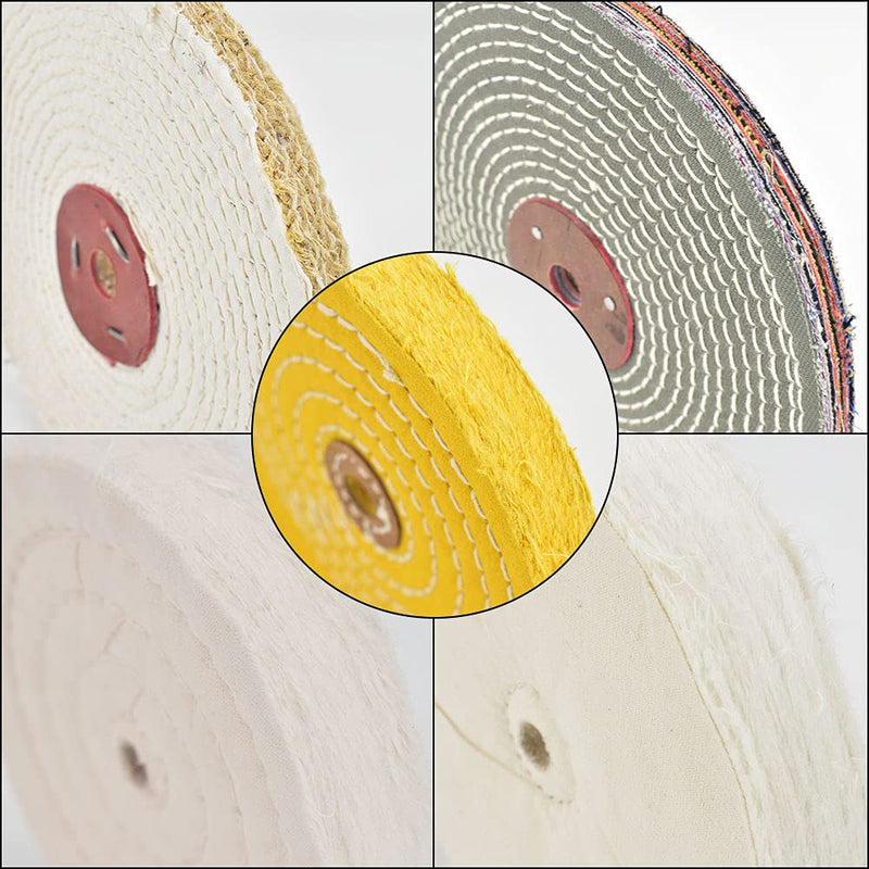 QZATACAEN 200mm Soft Polishing Pads (60 Layers) | fine (60 layers) | medium (40 layers) | coarse (15mm thick) | Rough (15mm thick) | for bench grinder with 16mm mandrel hole 5 pieces