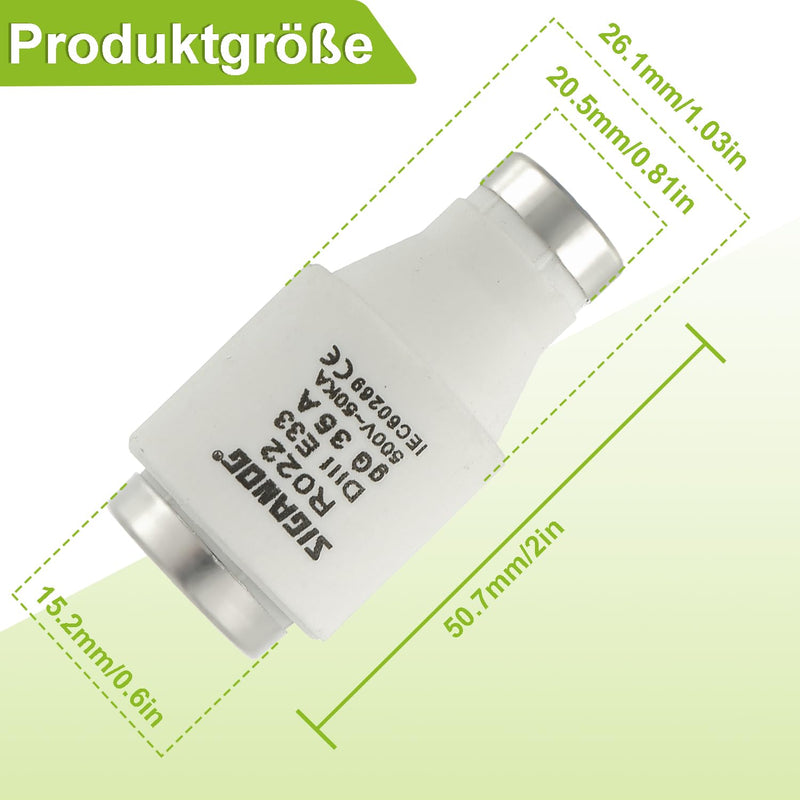 Neozed 5pcs Ceramic DIII Fuse gG Type 35A 500VAC for Cable and Line Protection