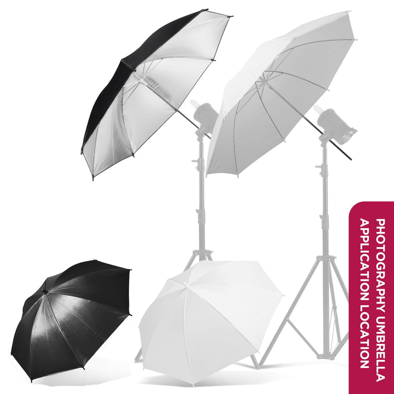 Photography Umbrella Lighting Kit,33" Translucent White Soft Umbrella & Silver Reflector Diffuser Umbrella for Studio/Outdoor Photo and Video Lighting Accessories (1x 33 White + 1x 33 Black)… 1*33"White+1*33"Black