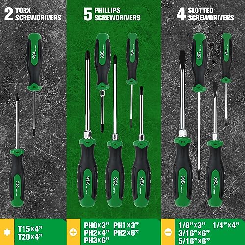SK 11-Piece Magnetic Screwdriver Set, Slotted/Phillip/Star Screwdrivers 11PC