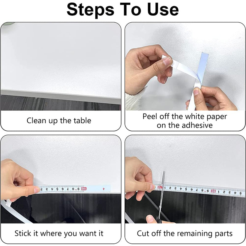 Self-adhesive tape measure, white painted scale tape measure, 2 m tape measure, self-adhesive, metric tape measure for sticking, 13 mm wide, left to right, for workbenches, tables, machines, desks, counters, walls 2 m