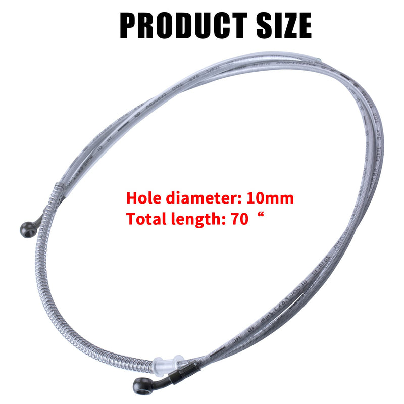 70" Braided Hydraulic Brake Hose Line Pipeline Compatible with Chinese GY6 Scooter ATV Dirt Bike Go Kart 10mm Banjo Ends 178CM