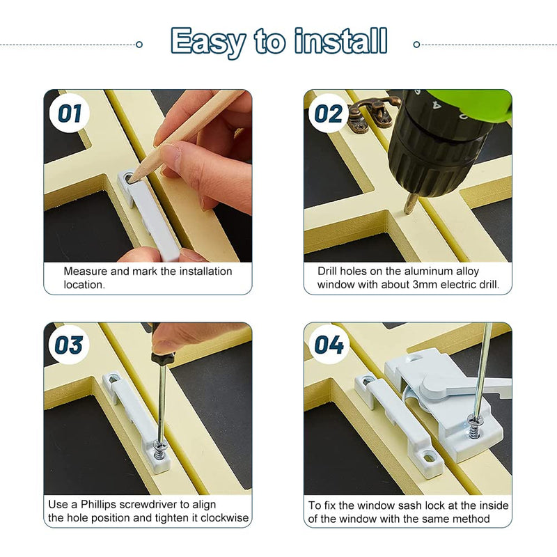 Sliding Window Sash Locks White ZUONAI 8 Pack Cam Sash Locks for Double Hung Window Latch Lock Security Vinyl Window Sash Lock and Keeper Replacement for Vertical and Horizontal Sliding Windows