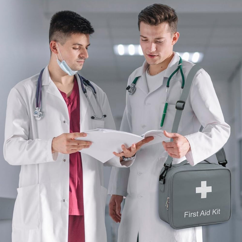 Medicine Bag Travel Large Capacity Travel Pharmacy Bag Empty Medicine Storage Medicine Bag Waterproof Emergency Bag Empty Medicine Storage Bag Portable Grey