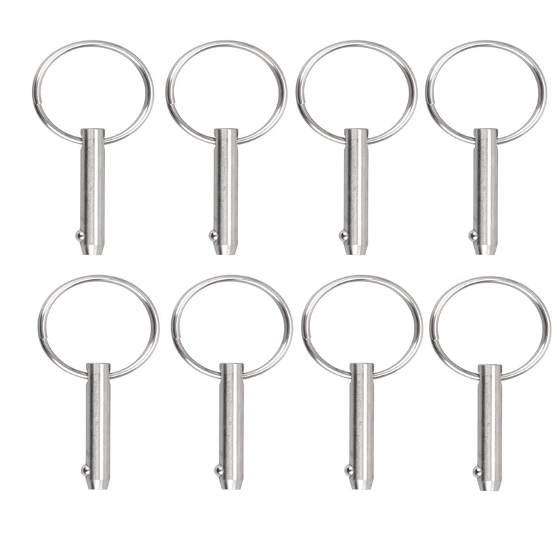 8 PCS Quick Release Pins Bimini Top Pins, Diameter 1/4"(6.3mm), Overall Length 2"(51mm), Usable Length 1.5"(38mm), Marine 316 Stainless Steel 8 Pieces