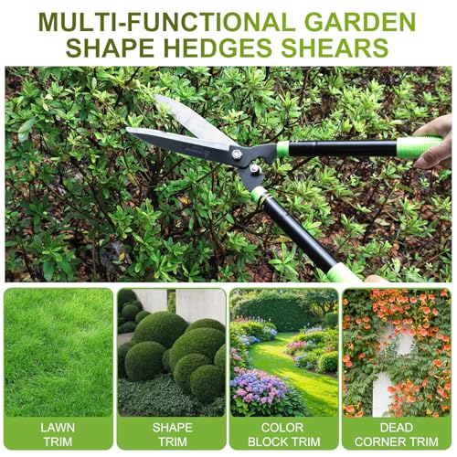Telescoping Hedge Shears with Sharp 8 Inch Blades for Shrubs and Bushes